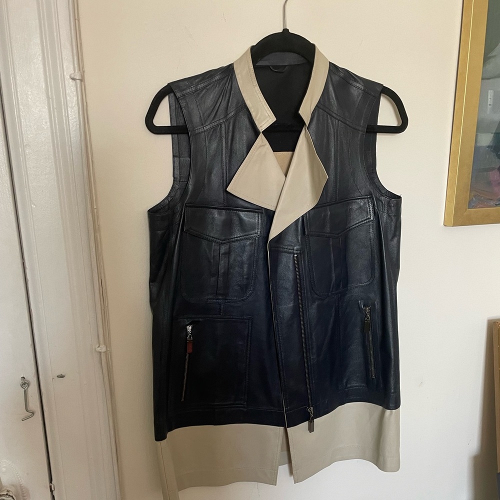 Zeynep Arcay two-tone Genuine leather vest The Real Real